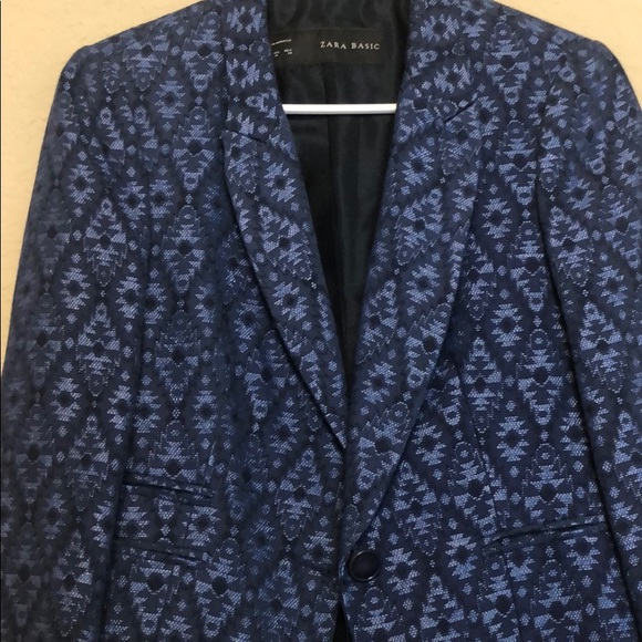 ZARA jacquard blue blazer - Picture 10 of 10